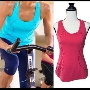 Athleta Energy Tank Top Coral Pink Zipper Pocket